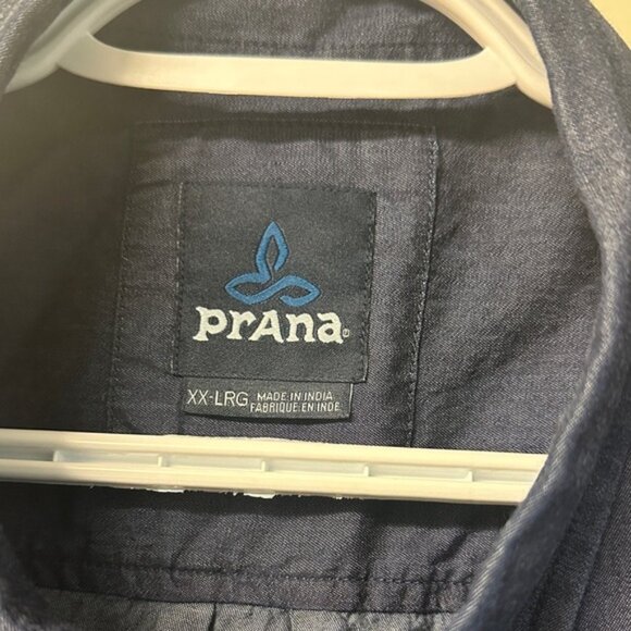 Prana Men's Dark Blue Casual Button Down Shirt - Picture 2 of 8